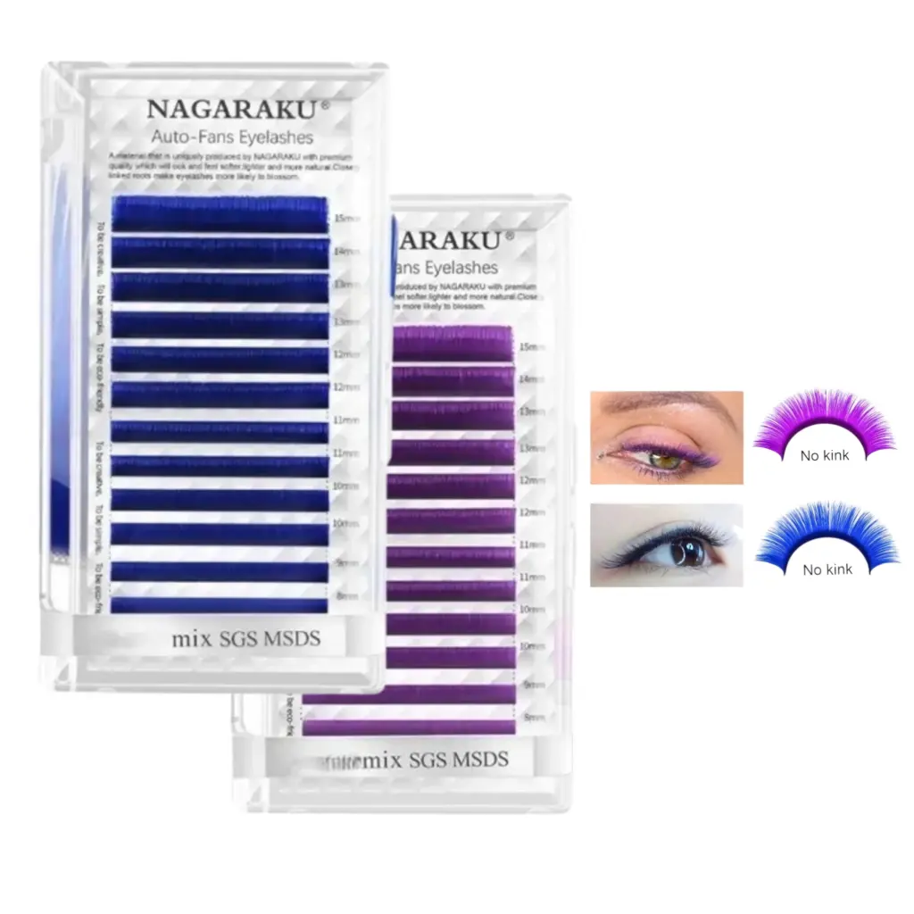 extensiones de/para pestañas Nagaraku 0.07D tecnologicas abanico prearmado mix color 8-15mm
