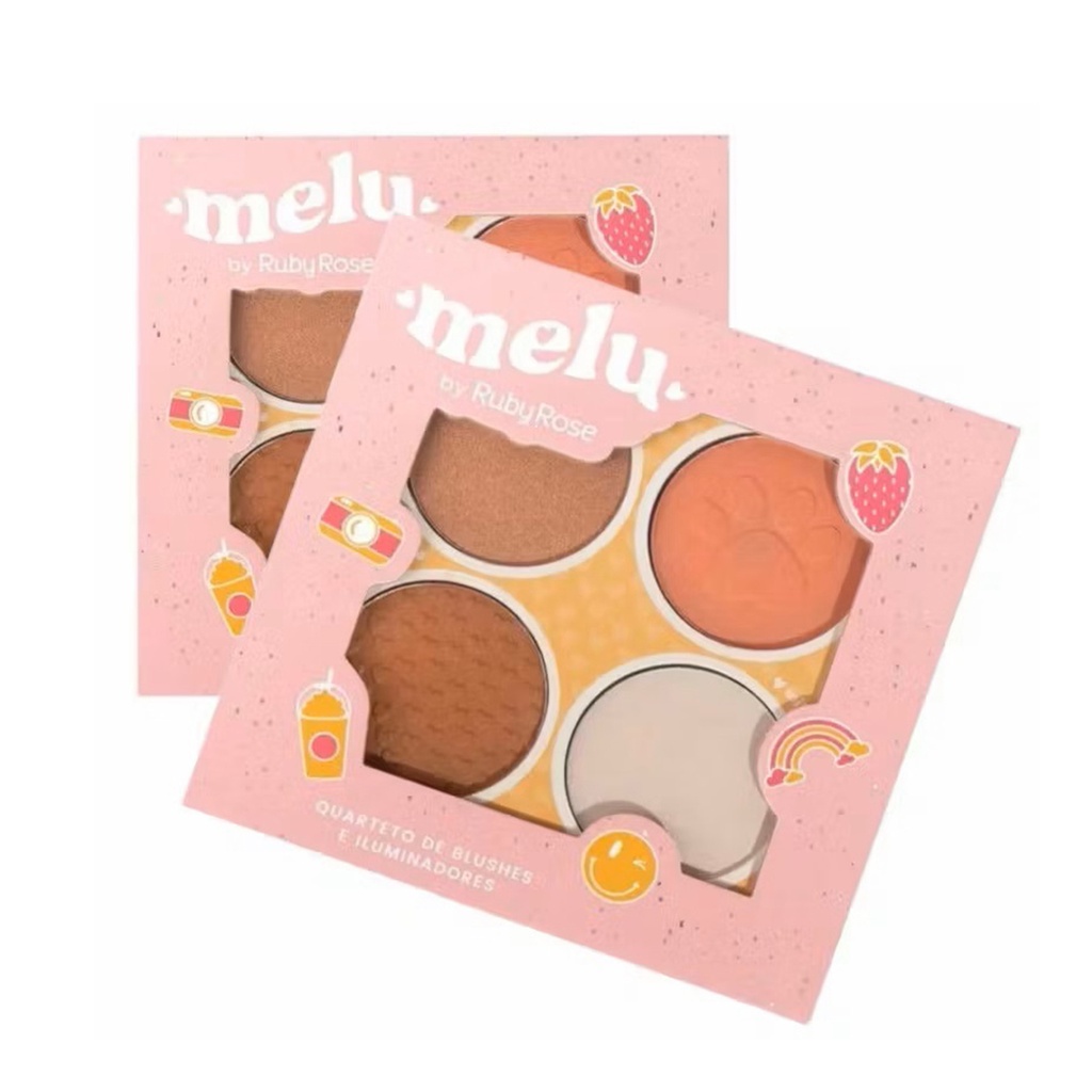 paletas de rubores e iluminadores Melu by Ruby Rose 