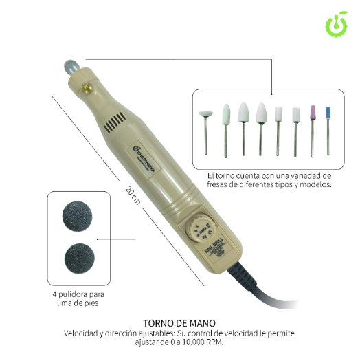 Torno NAIL DRILL Machine para manos y pies CHERIMOYA___PACK X6 