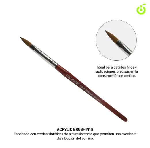 [CR000063] Pincel acrilico #8 coldrose CHERIMOYA___PACK X12 