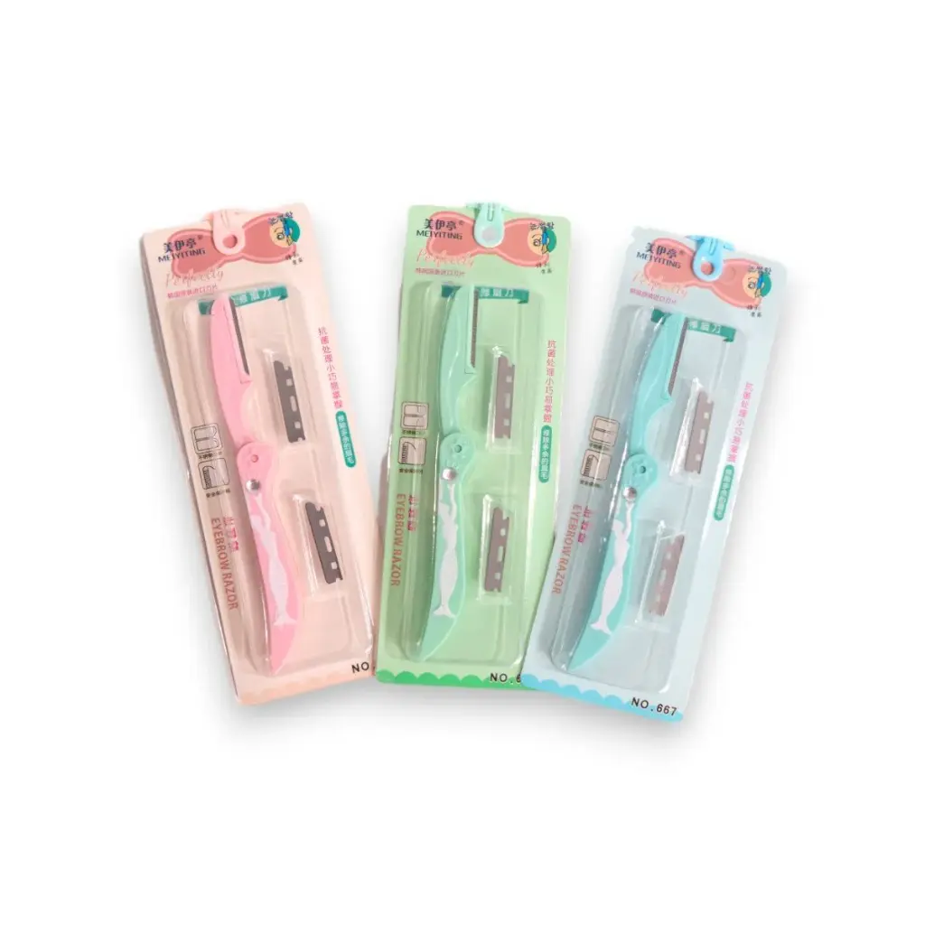 [PM-709] Perfilador plegable de ceja con 2 filos de repuestos MELY___PACK X12PCS