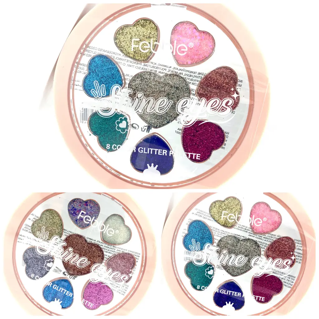  Sombras de/para Ojos con Glitter corazón SHINE X8 tonos FEBBLE