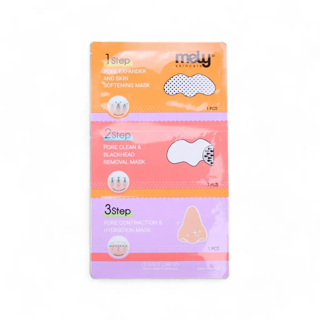Set de tres mascarillas incluye exfoliante, purificante y un serun hidratante MELY___CAJA X24PCS