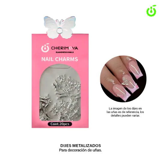 [BH011152] Dijes metalizado de Mariposas surtidos CHERIMOYA___PACK X12