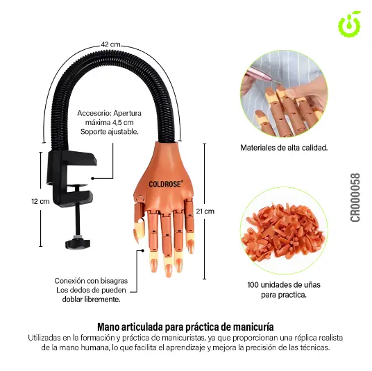 [CR000058] Mano articulada coldrose CHERIMOYA___PACK X2