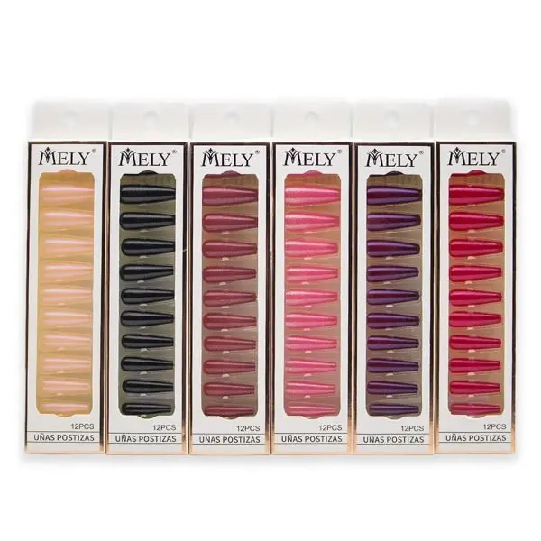 Uñas postizas decoradas brillitos forma coffin X12U MELY___ PACK X12PCS 