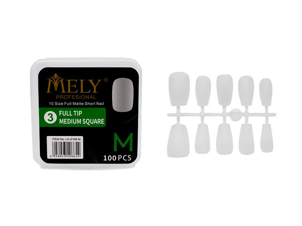 Uñas postizas forma cuadrada 100PCS talla S M L MELY___PACK X6UND 