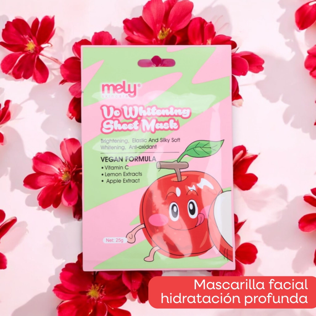 Mascarilla facial con vitamina C, extracto de limos y manzana MELY___PACK X24