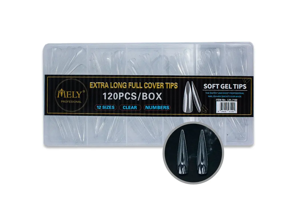 Uñas postizas para soft gel extralargas stiletto 120pcs MELY___PACK X3 
