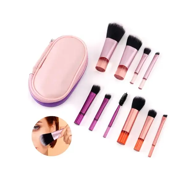 10 Mini Brochas De Maquillaje De Viaje Con Bolsa
