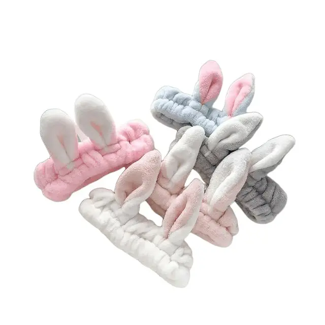 vinchas de peluche para maquillaje con orejitas ___ PACK X5