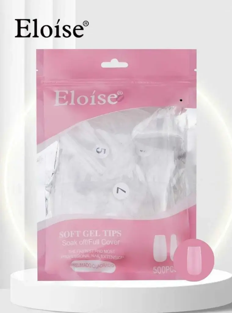 Tips soft gel PRELIMADO CUADRADO X500 ELOISE 