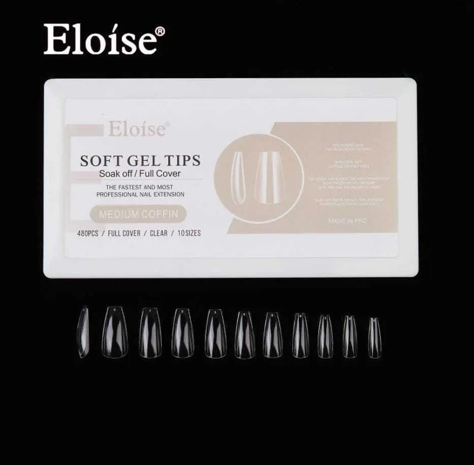 Tips soft gel MEDIUM COFFIN x480 en caja ELOISE