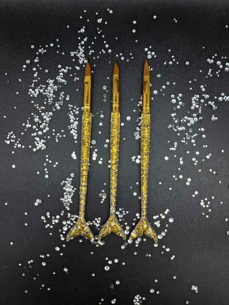 [PL-084314] pincel acrilico X3 dorado cola de sirena Eloise