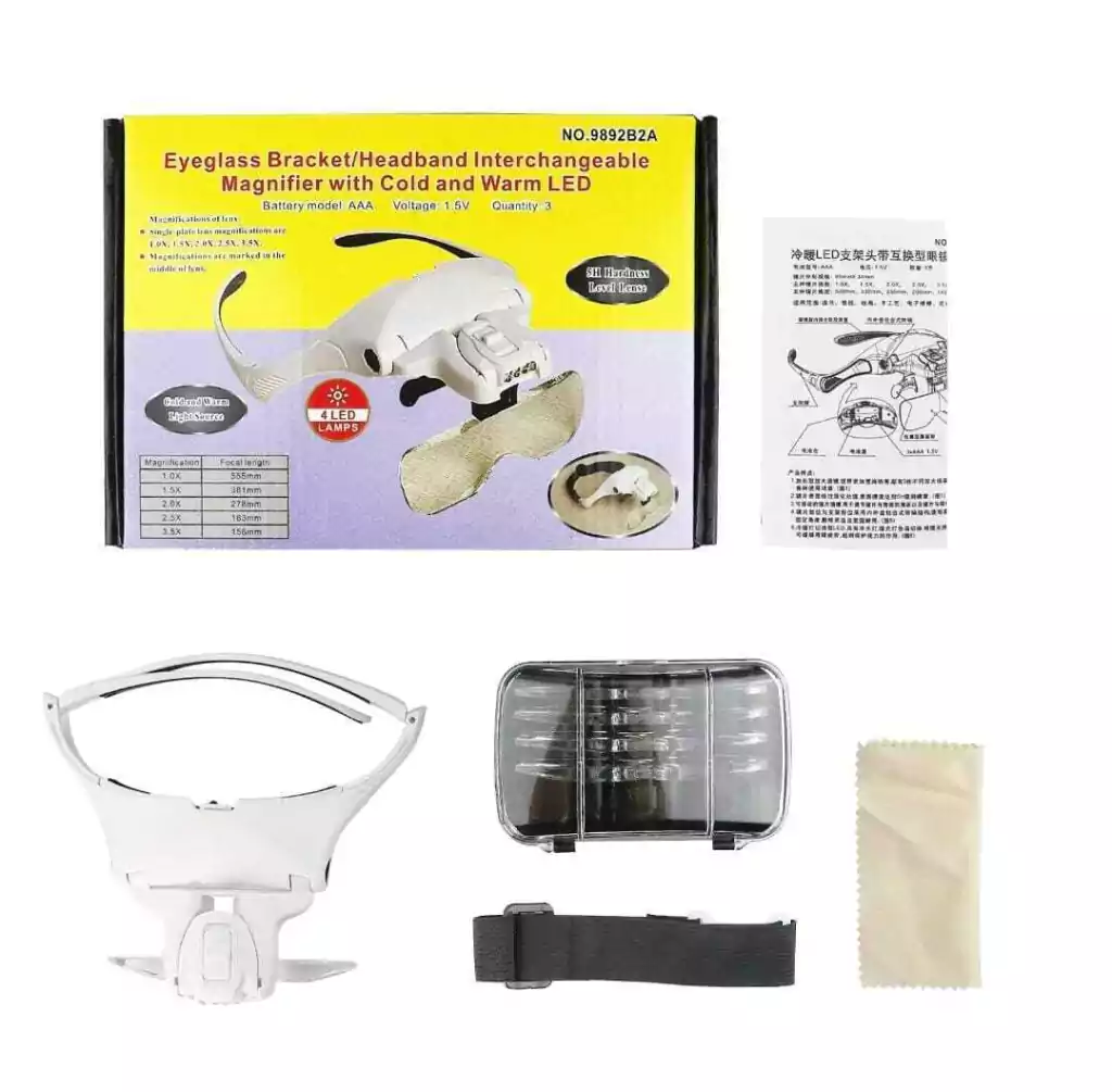 [PL-016689] Vincha con anteojos + 5 lentes de aumento + 2 luz LEDS ELOISE