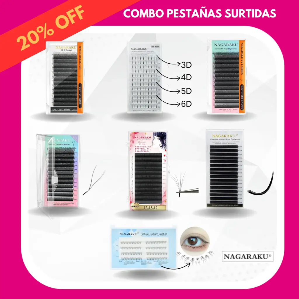 COMBO de 10 pestañas Nagaraku SURTIDAS 20% OFF