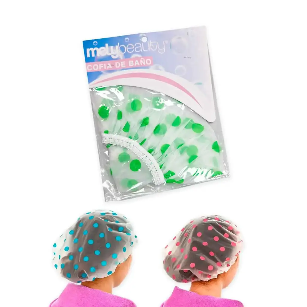 Gorro para ducha con lunares MELY___PACK X12