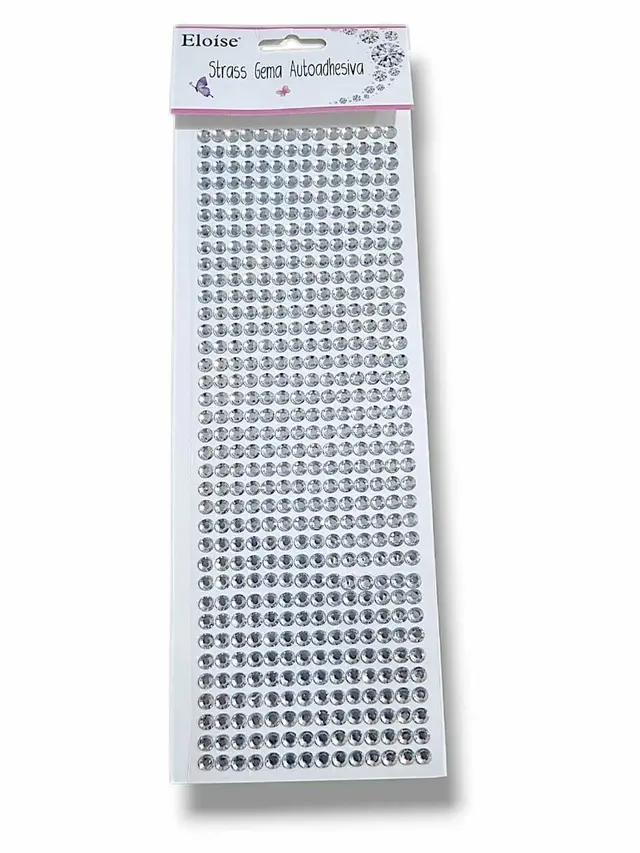 Strass para la cara plateado gema grande ___ PACK X6