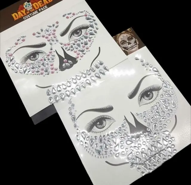 Strass para la cara calavera surtido ___ PACK X6