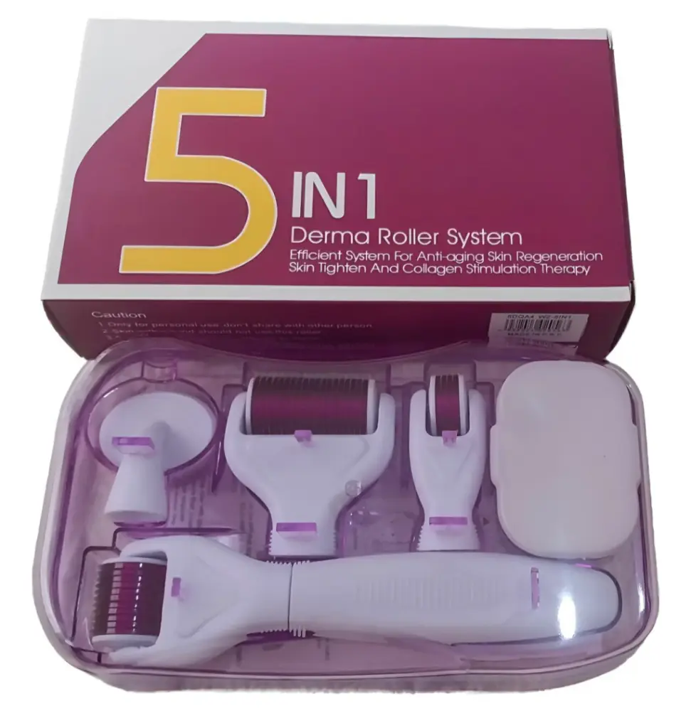 Rejuvenecimiento facial con micro agujas Dermaroller 5 en 1
