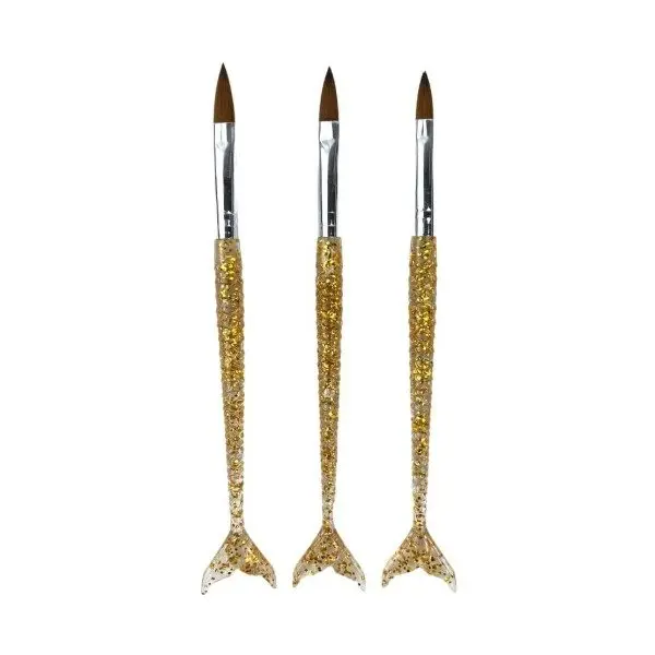 set X3 pinceles cola de sirena con brillos