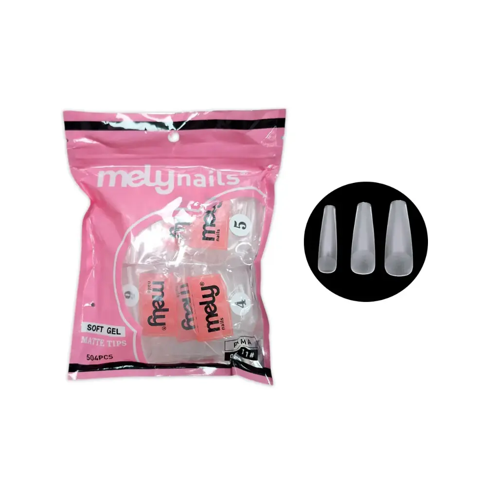 Tips para soft gel coffin matte  MELY___PACK X3  