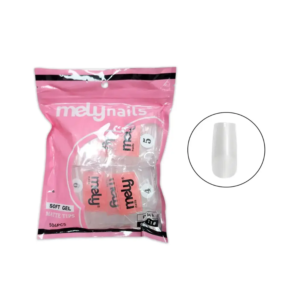 Tips para soft gel cuadrada matte  MELY___PACK X3   