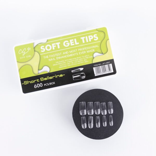 CAJA UÑAS/TIPS SOFT GEL SHORT BALLERINA 600PCS