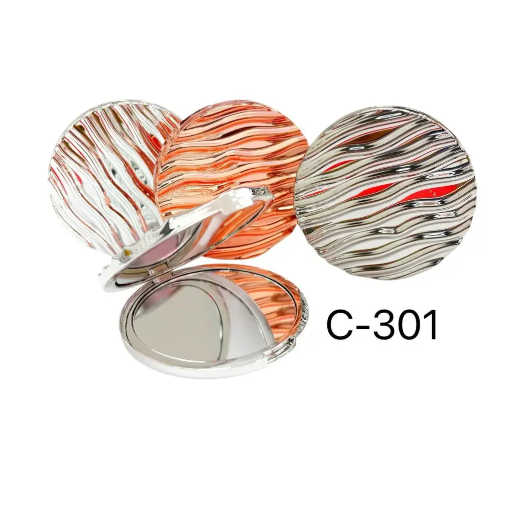 espejo portátil de cartera relieve metalizado