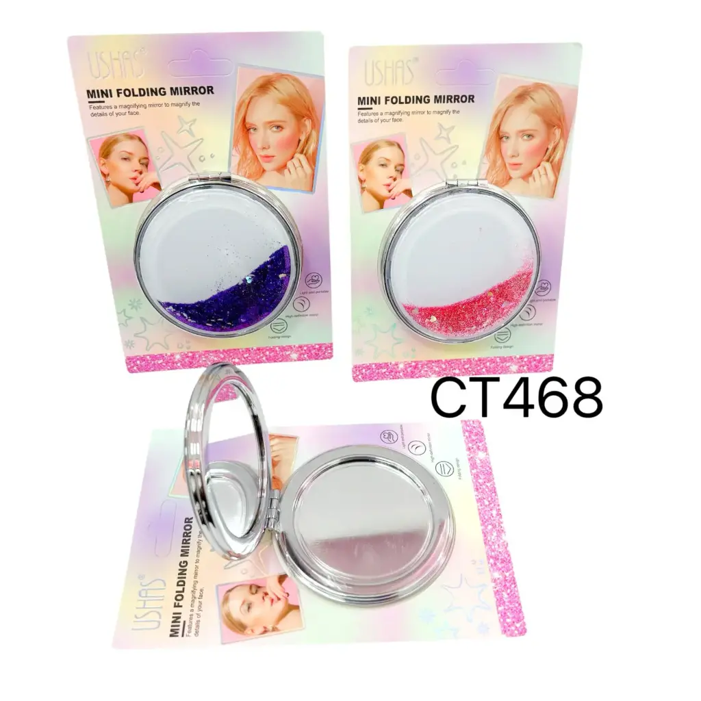 espejo portátil de cartera glitter Ushas