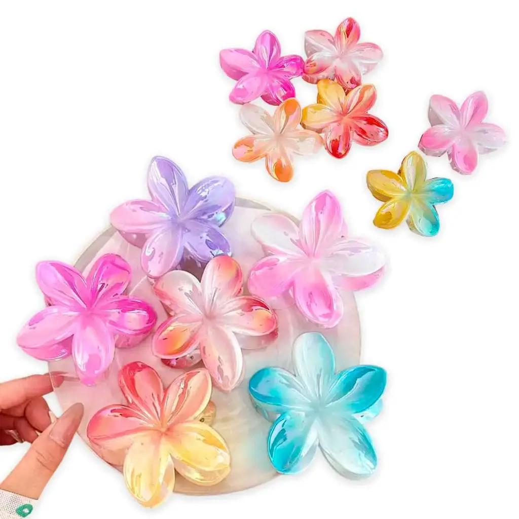 Broche forma de flor tornasolado ___PACK X12