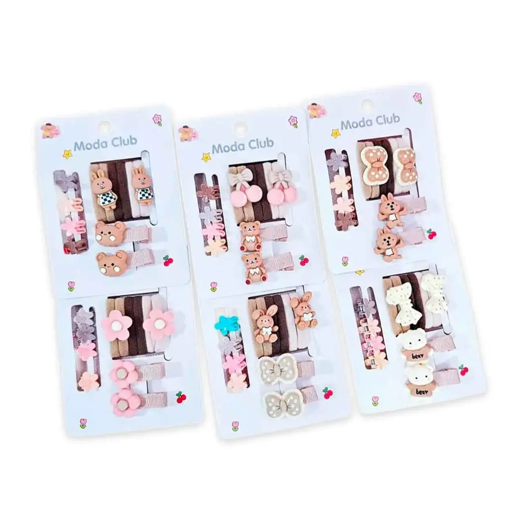 Set de colitas + mini broches infantil ___PACK X6 