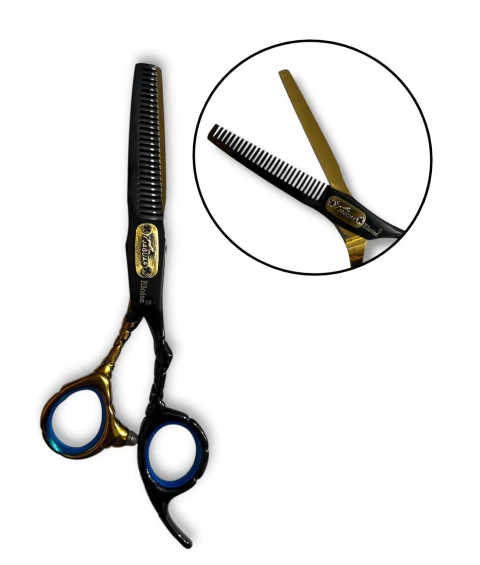 Tijera NEGRA Y DORADA JAGUAR CON RELIEVE N`23  ELOISE