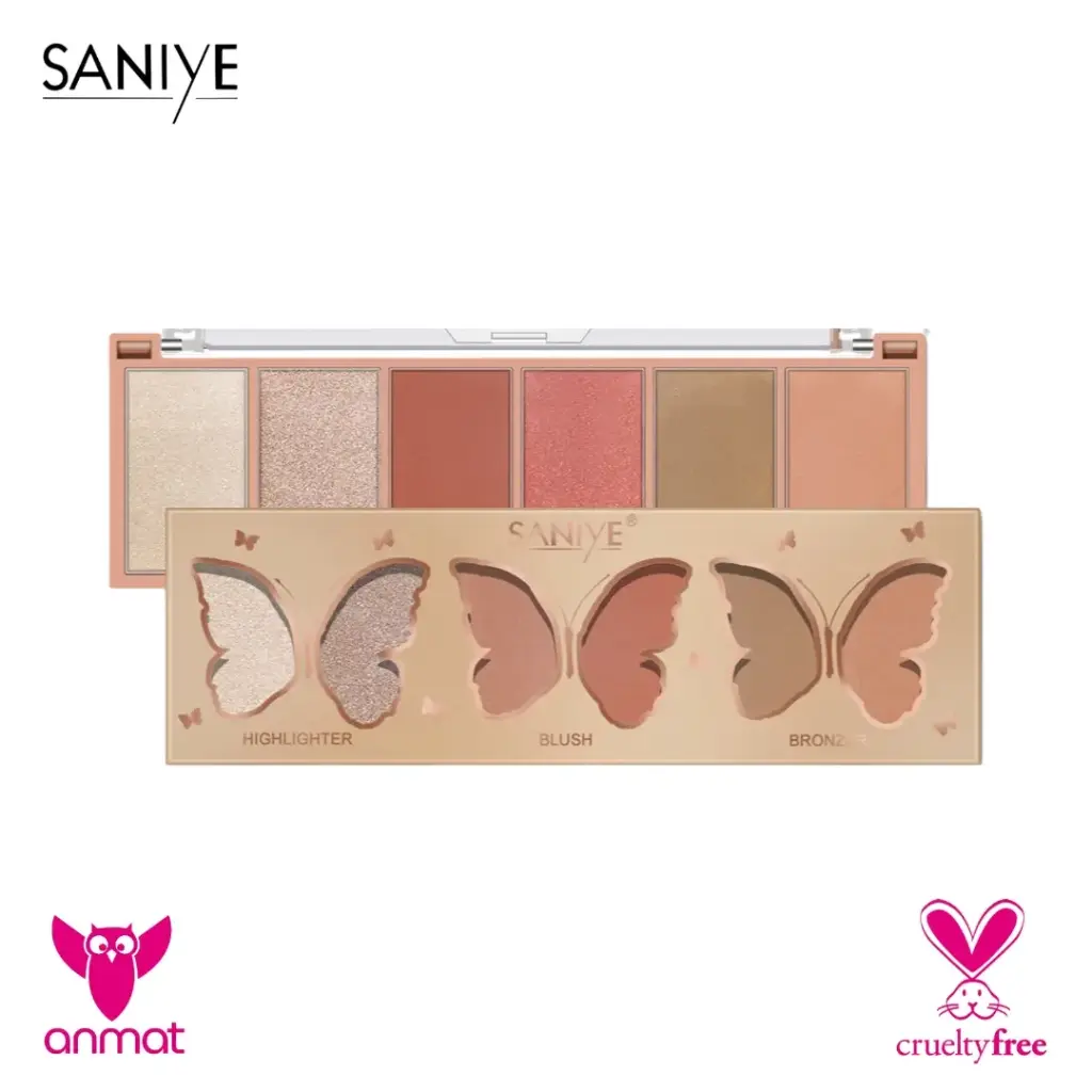 Paleta 3 en 1 iluminador + contorno + rubor SANIYE  