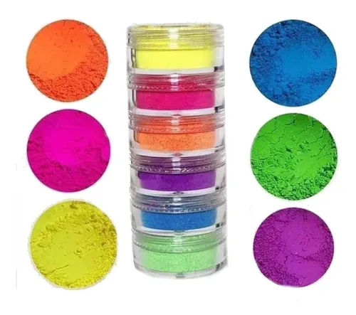Polvo neon para uñas y maquillaje 6 Pcs___PACK X6 