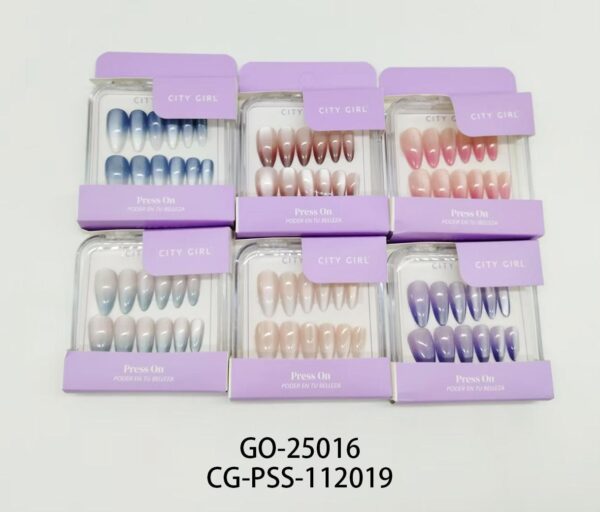 press on almond efecto ojo de gato city girl