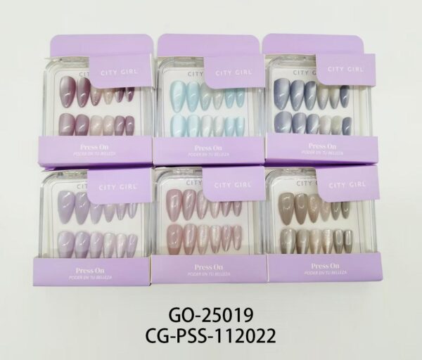 press on almond efecto ojo de gato city girl