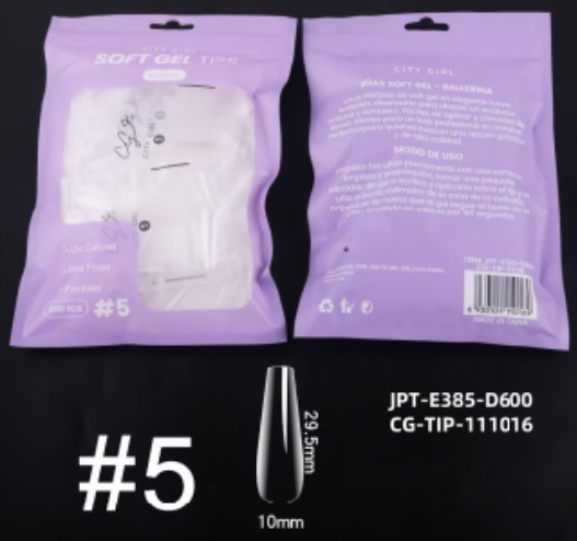 [PG-JPT-E385-D600] bolsa tips soft gel ballerina #5