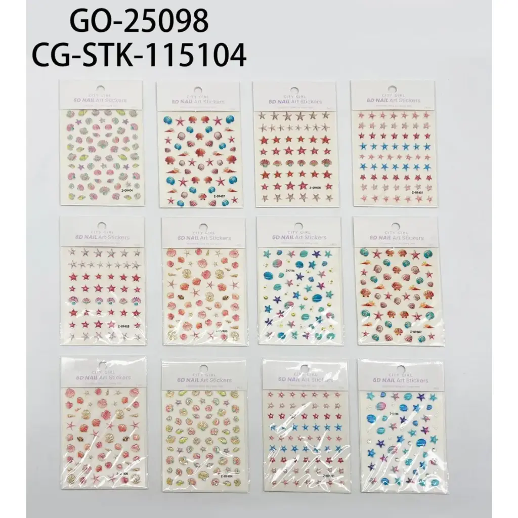 [PG-GO-25098-X6] STICKERS PARA UÑAS PLAYEROS  (Pack X6)