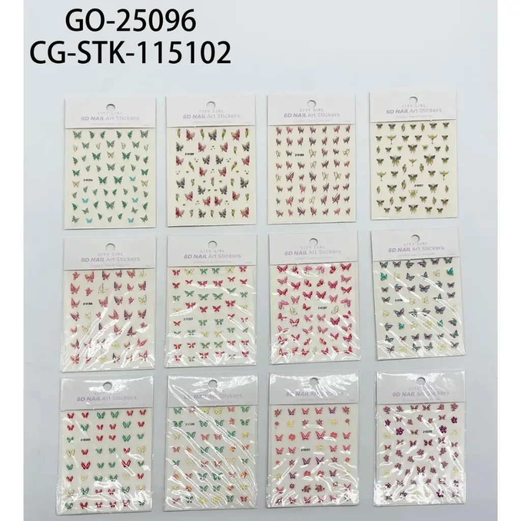 [PG-GO-25096-X6] STICKERS PARA UÑAS MARIPOSAS  (Pack X6)