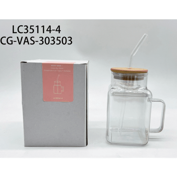 vaso de vidrio con tapa y sorbete city girl – 620ml