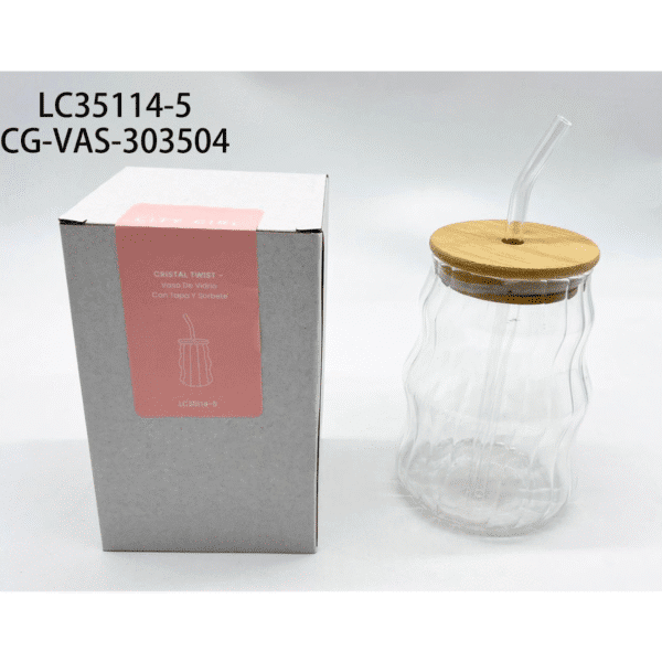 vaso de vidrio con tapa y sorbete city girl – 450ml