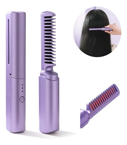 [SSA-459PE] Mini Cepillo/peine alisador de pelo inalámbrico recargable