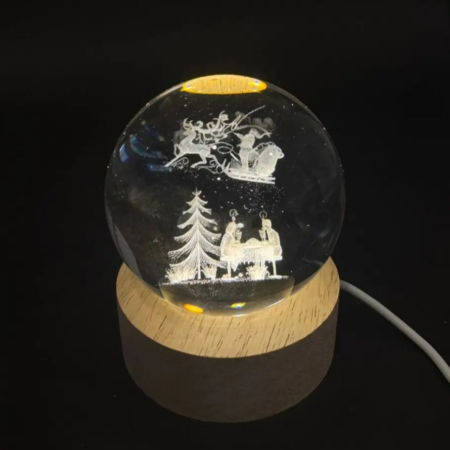 lámpara esfera de cristal navideña navidad led 6cm 