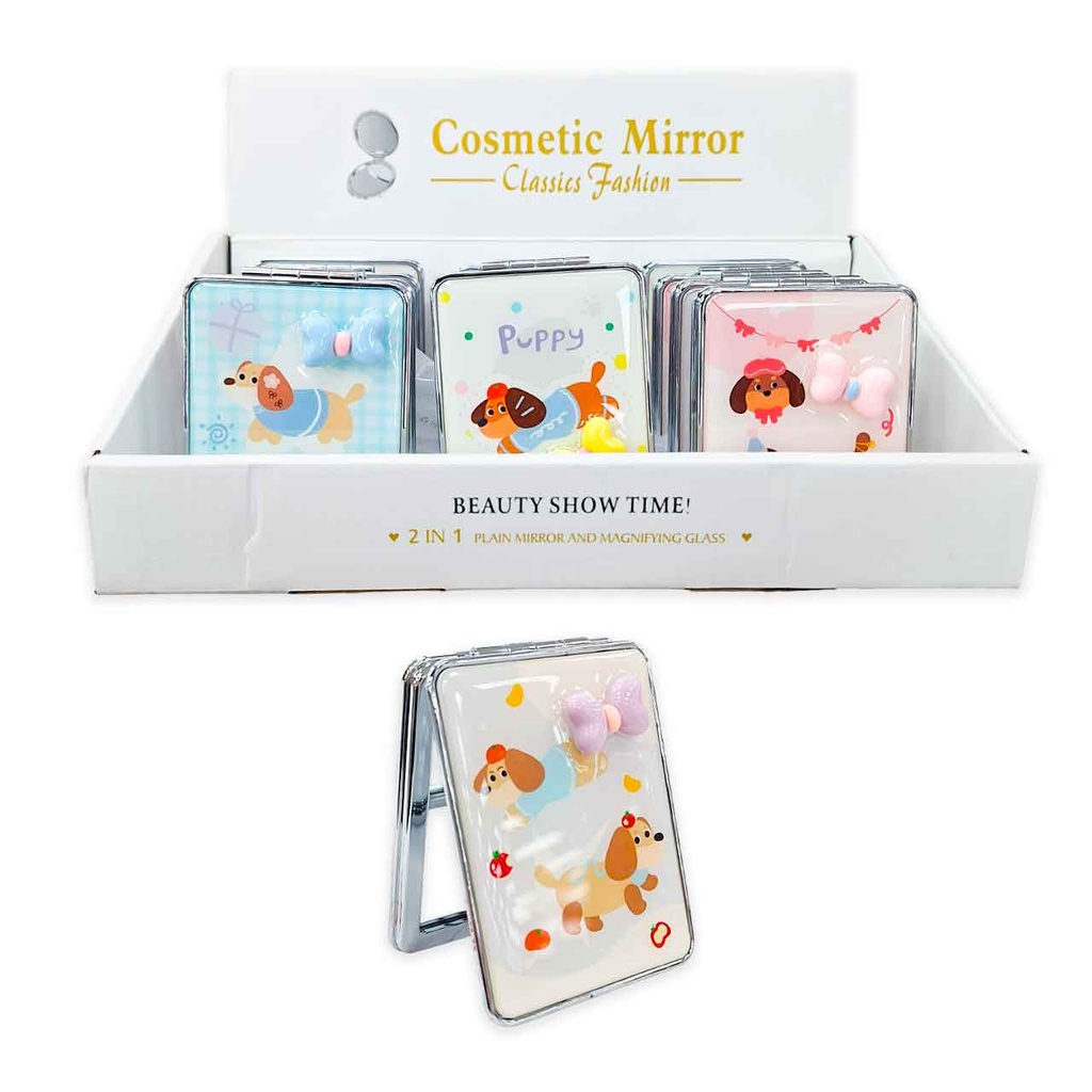 ESPEJO DE CARTERA RECTANGULAR PERRITOS