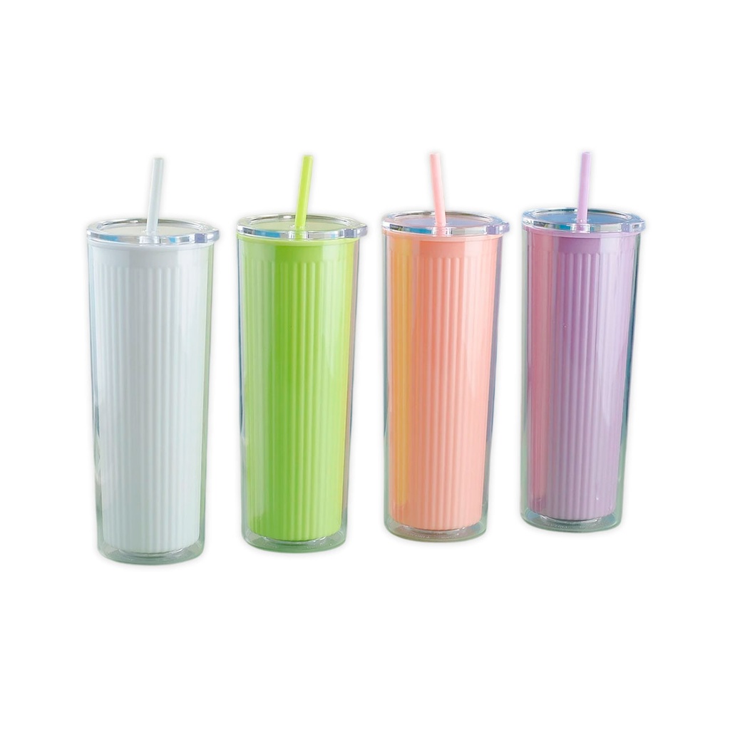 VASO CON TAPA Y SORBETE LISO 720ML