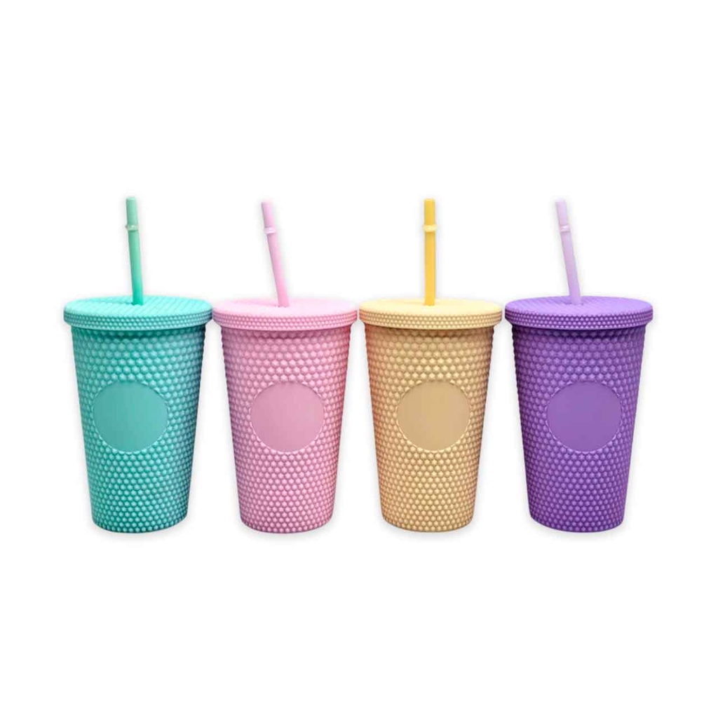 [PM-JL450323] VASO CON RELIEVE CON TAPA Y SORBETE 450ML