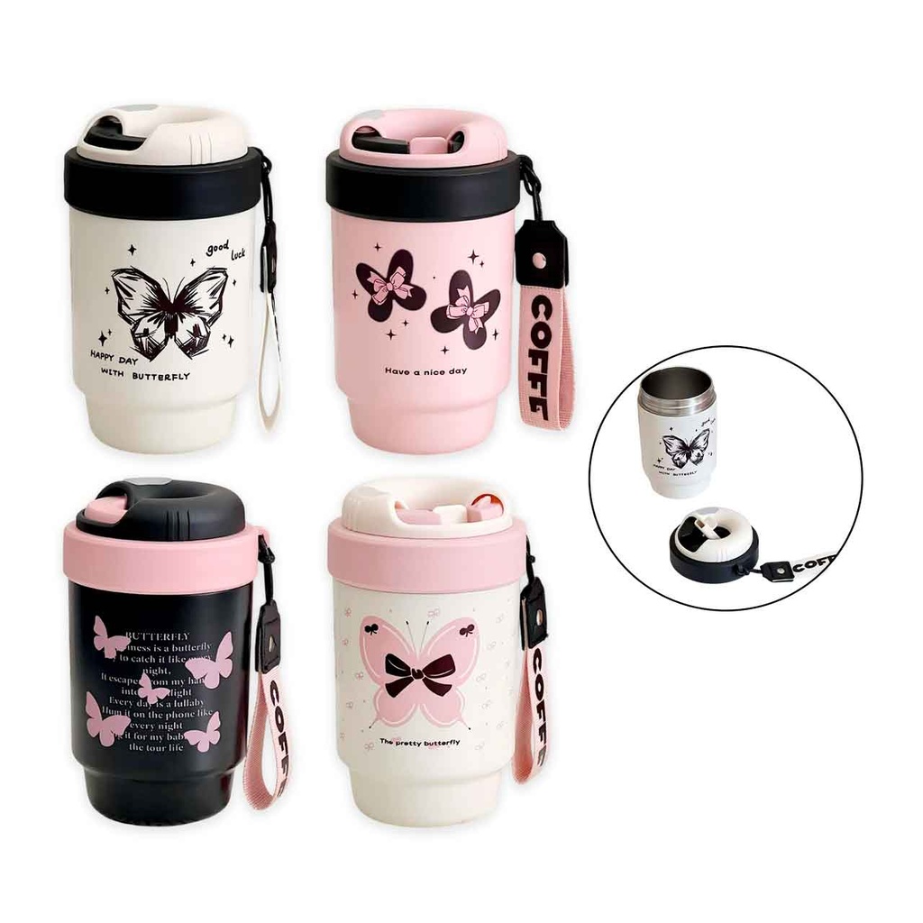 VASO TERMICO DE ACERO MARIPOSAS 500ML