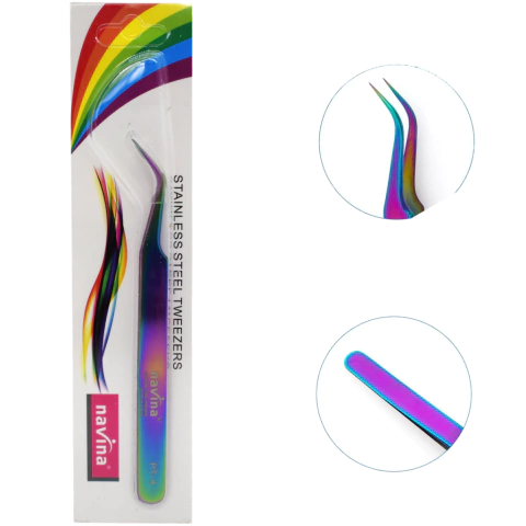 pinza curvada para pestañas tornasolada Navina