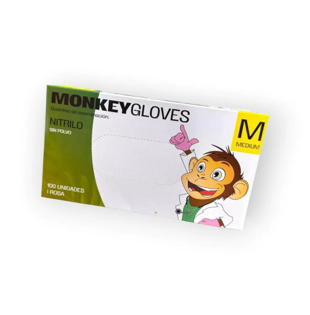 Guantes de nitrilo sin polvo color rosa MONKEY GLOVES